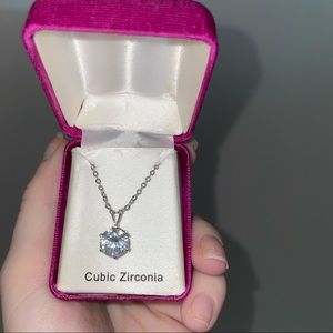silver cubic zirconia necklace
